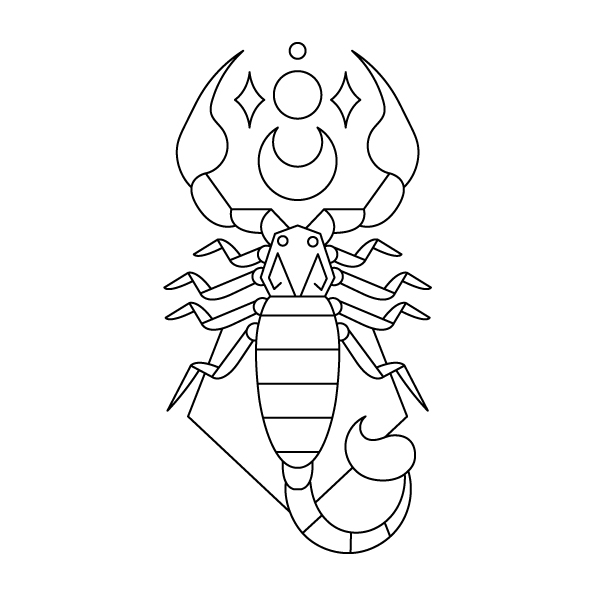 Icône stylisé du signe astrologique du scorpion