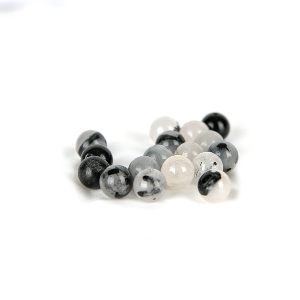 Perles Cristal de roche tourmaline