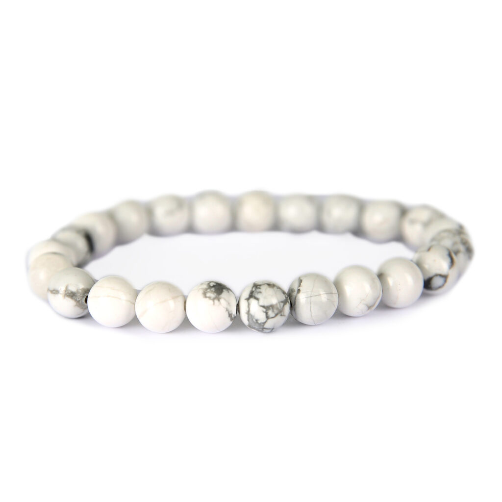 Bracelet Howlite 8 mm apaisement et équilibre taille personnalisée