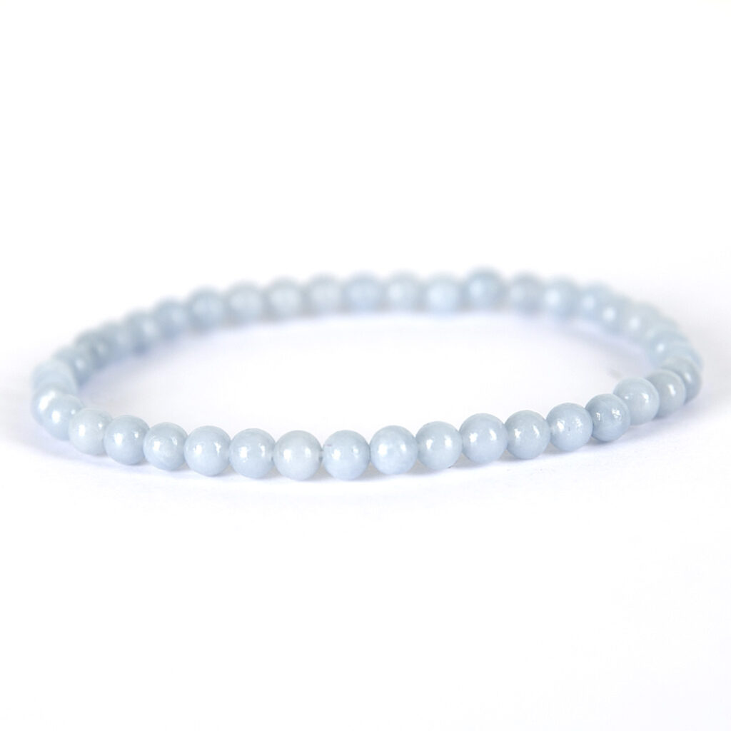 Bracelet perles mineraux 4 mm femme Angélite
