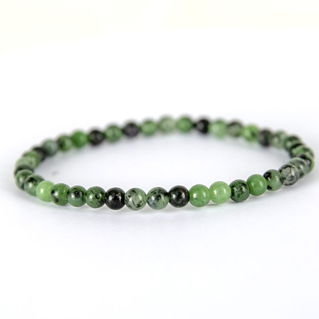 Bracelet perles mineraux 4 mm femme JAde nephrite
