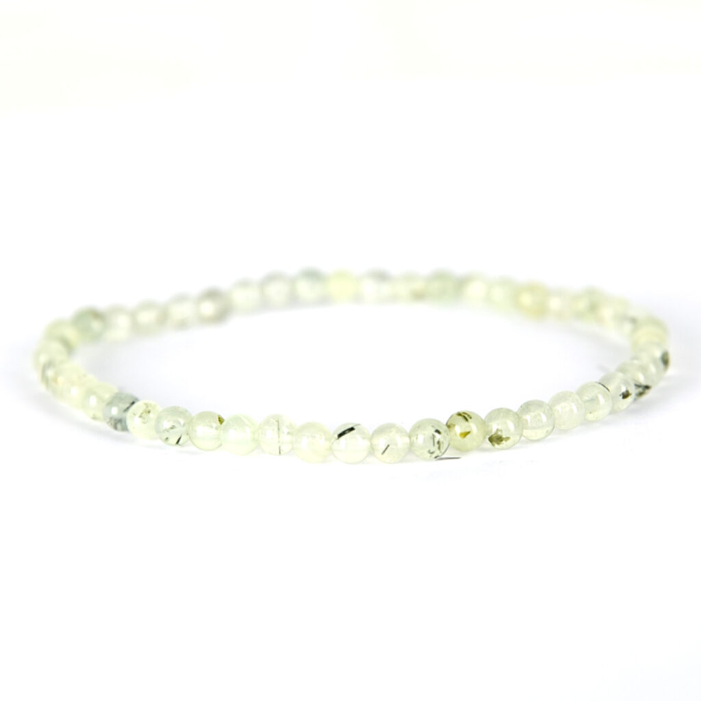 Bracelet perles mineraux 4 mm femme Préhnite
