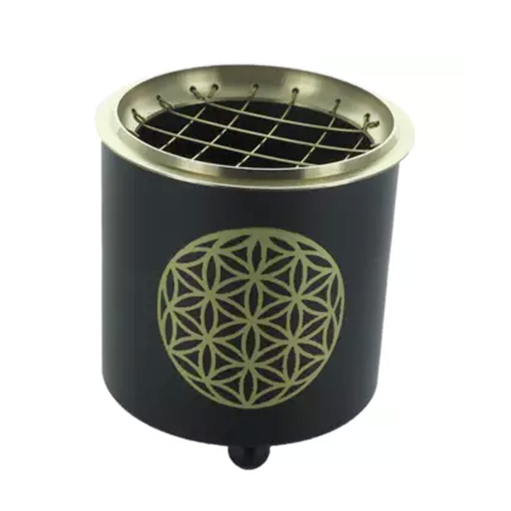 BRÛLE ENCENS NOIR A GRILLE FLEUR DE VIE