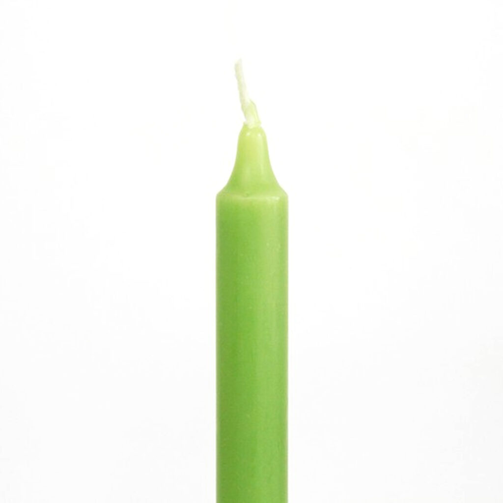 Chandelle 23 cm cire naturelle teinté dans la masse rites et rituels VERT CLAIR