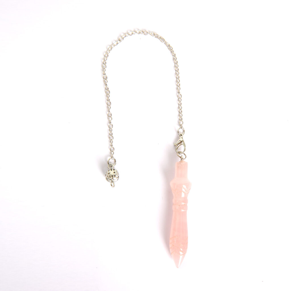 Pendule de thot véritable en pierre naturelle Quartz Rose
