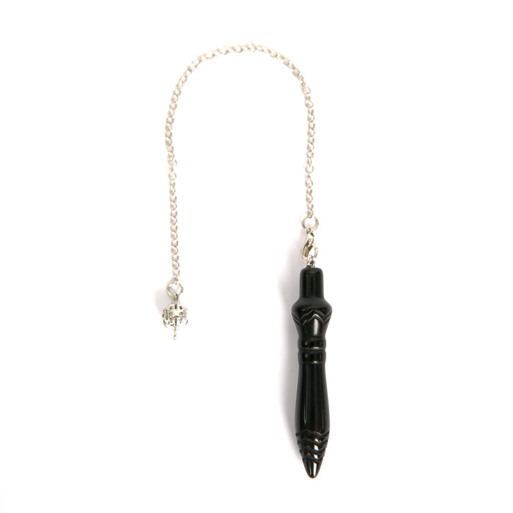 Pendule de thot véritable en pierre naturelle Obsidienne noire