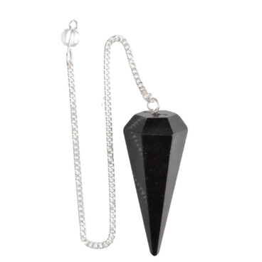 Pendule facettes pierre naturelle Tourmaline noire