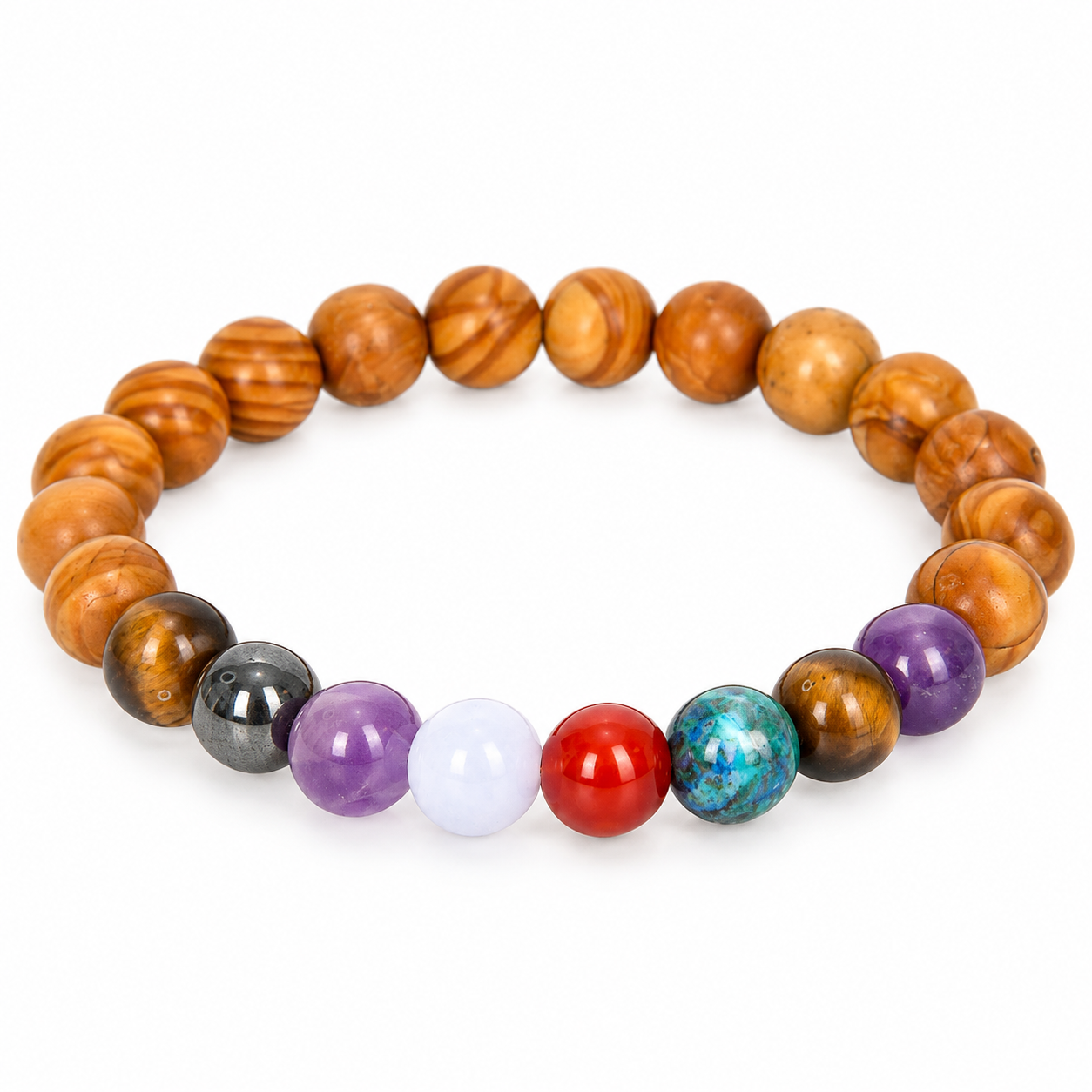 Bracelet Chemin de Vie Bois Fossilisé en pierres naturelles 8 mm