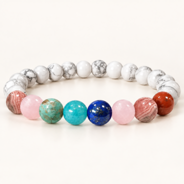 Bracelet Spirituel Chemin de Vie en Howlite personnalisé apaisement et équilibre