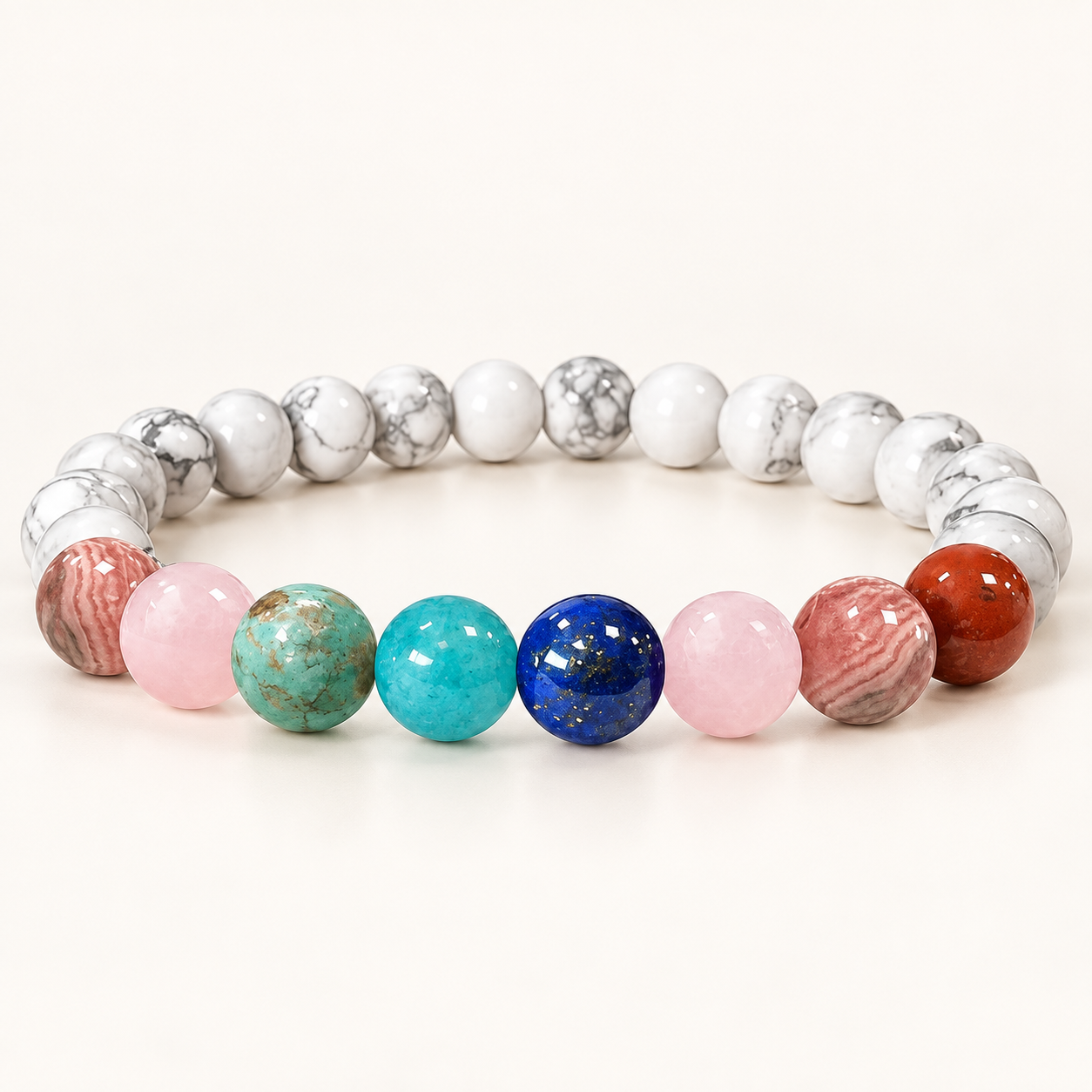 Bracelet Chemin de Vie Howlite en pierres naturelles 8 mm