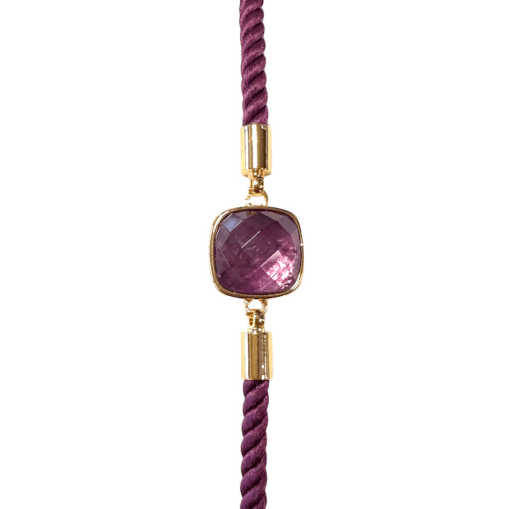 Bracelet corde ajustable zoom améthyste