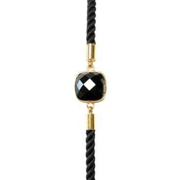 Bracelet corde ajustable zoom obsidienne