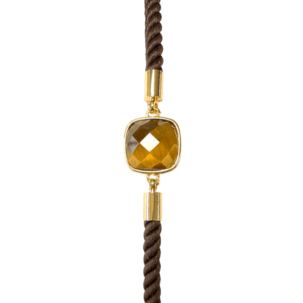 Bracelet corde ajustable zoom oeil de tigre