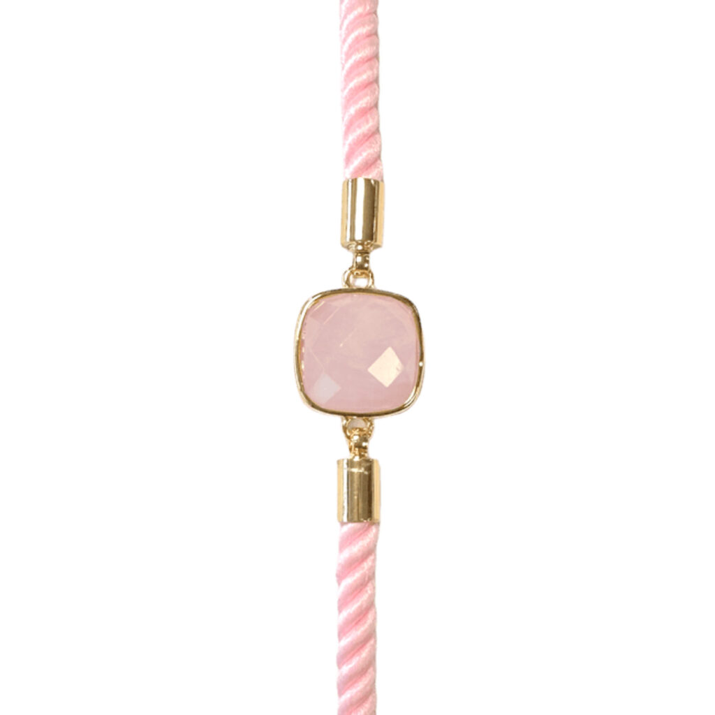Bracelet corde ajustable zoom quartz rose