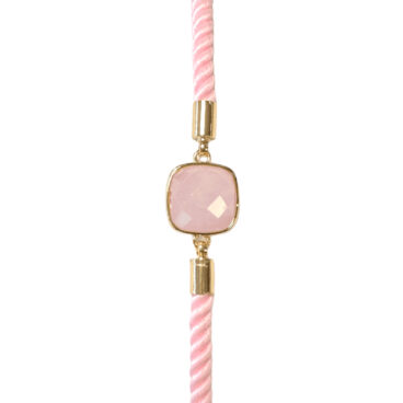 Bracelet corde ajustable zoom quartz rose