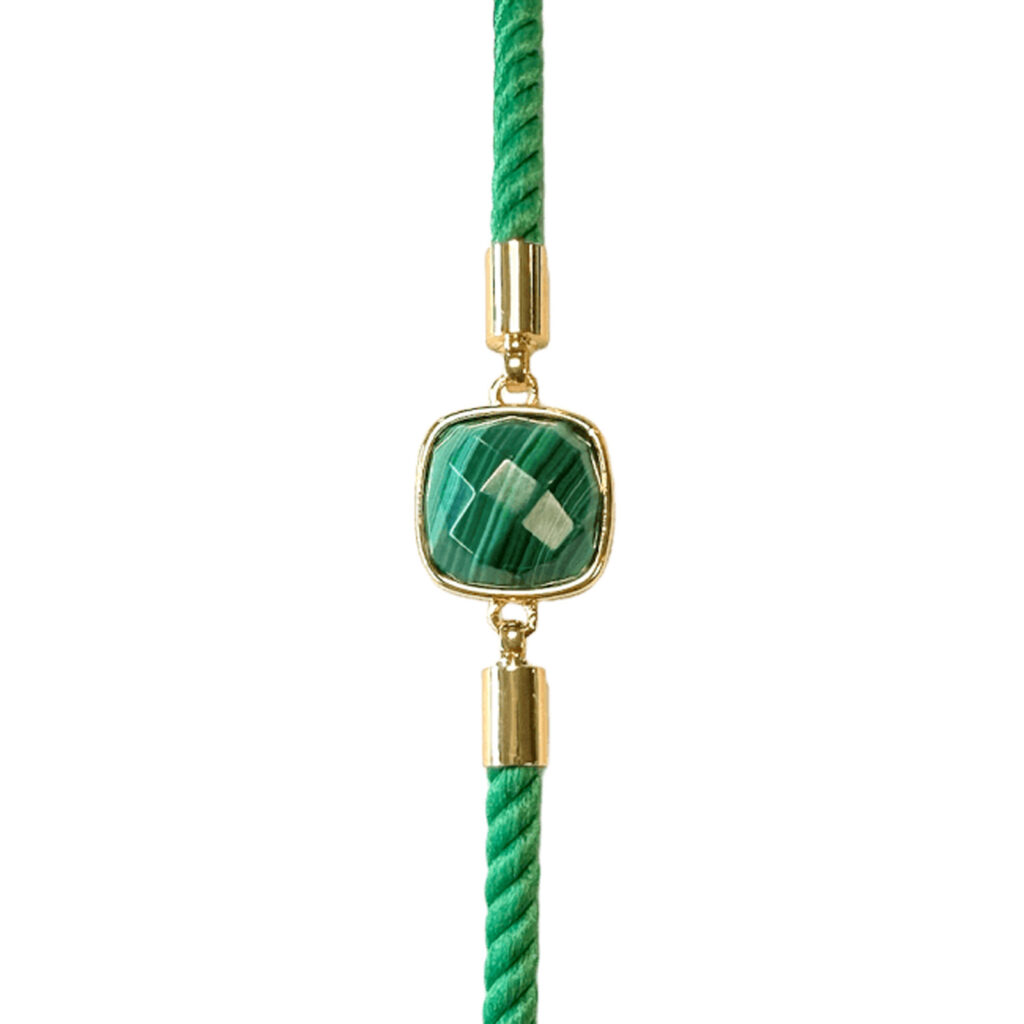 Bracelet corde facettes malachite
