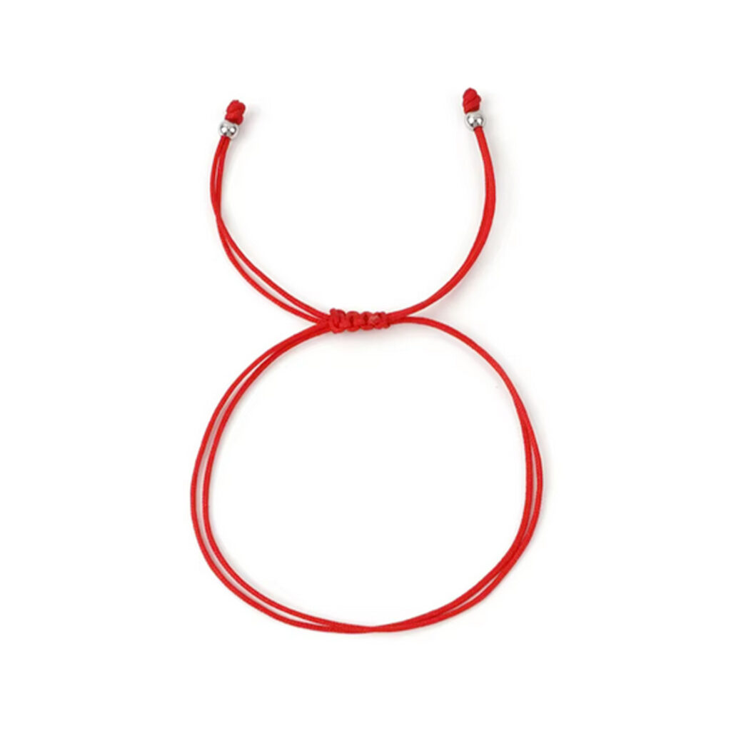bracelet cordon fil rouge boule argent