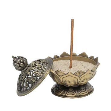 Brûleur d’encens Lotus couleur bronze -- 7.8x6.9x6.9 cm