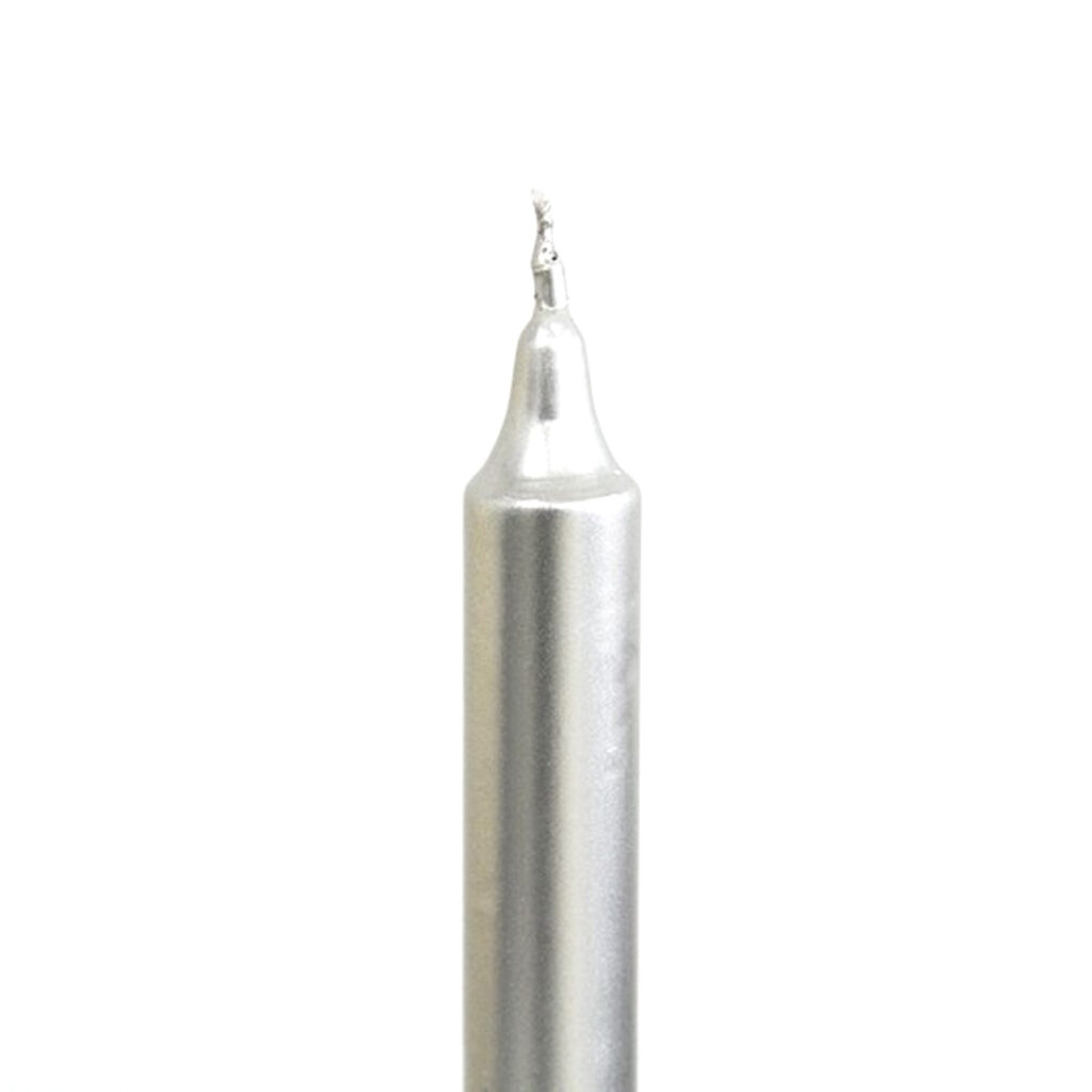 Chandelle 23 cm cire naturelle teinté dans la masse rites et rituels ARGENT1