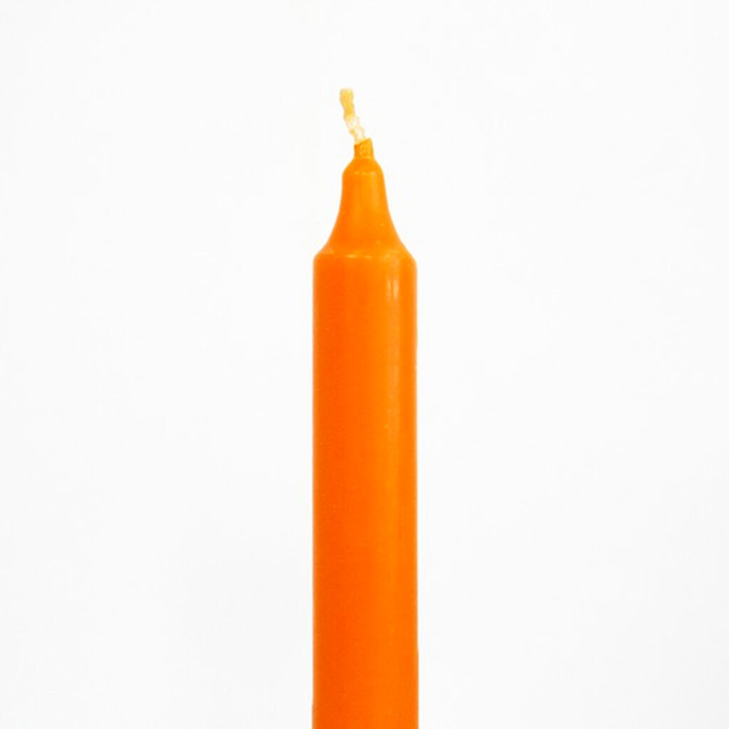 Chandelle 23 cm cire naturelle teinté dans la masse rites et rituels ORANGE1