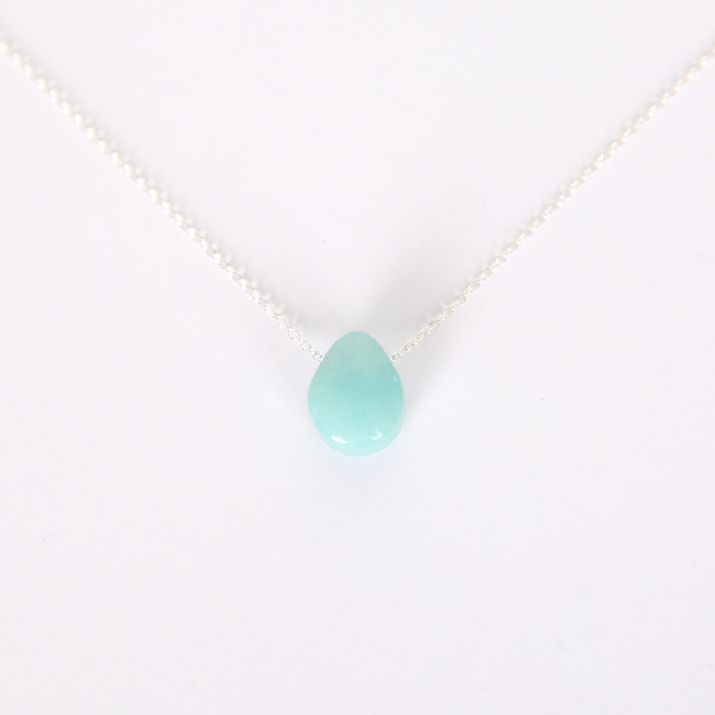 collier chaine argent goutte amazonite