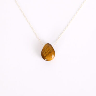 collier chaine argent pendentif goutte oeil de tigre