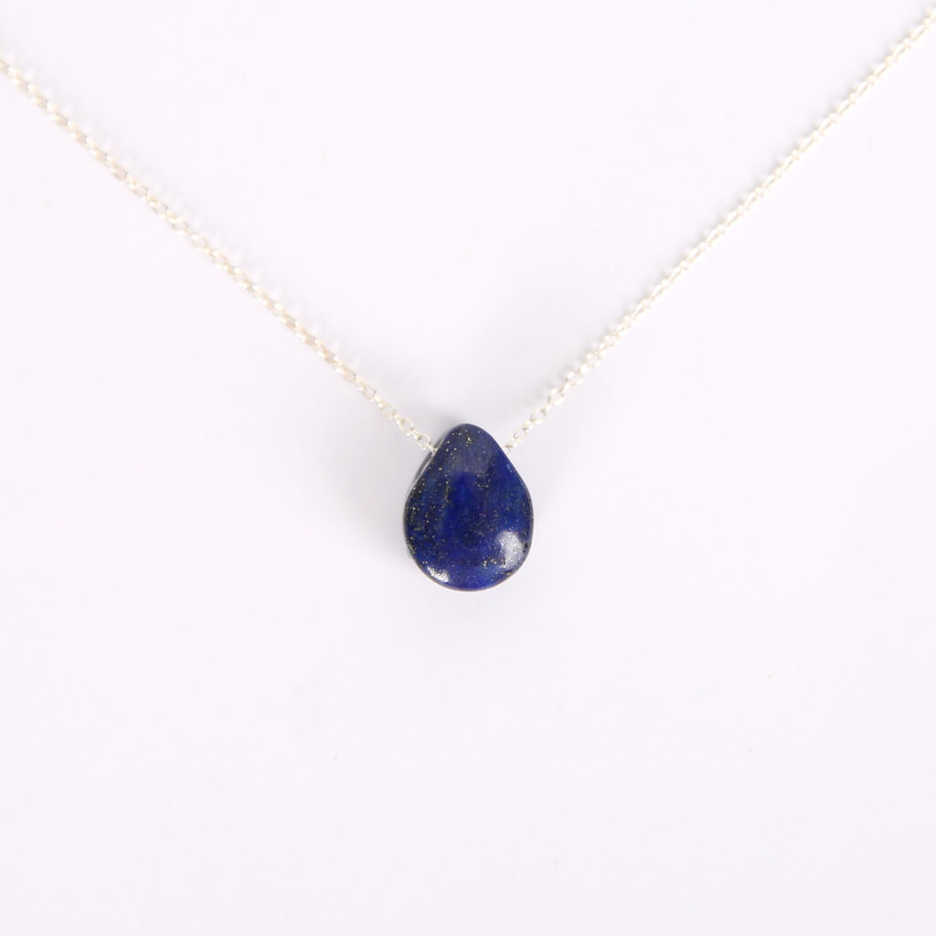 collier goutte chaine argent Lapis Lazuli