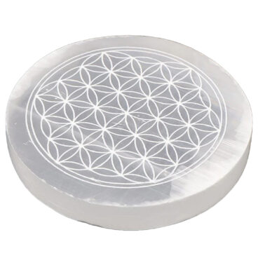 Fleur de vie gravé en Selenite naturelle maroc