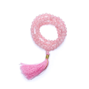 Mala quartz rose 108 perles qualité AA + sachet -- 0.6 cm2