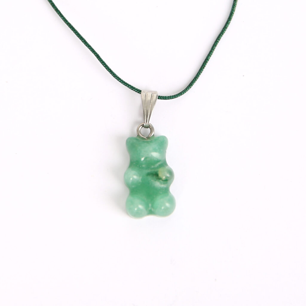 pendentif enfant bonbon ourson aventurine verte