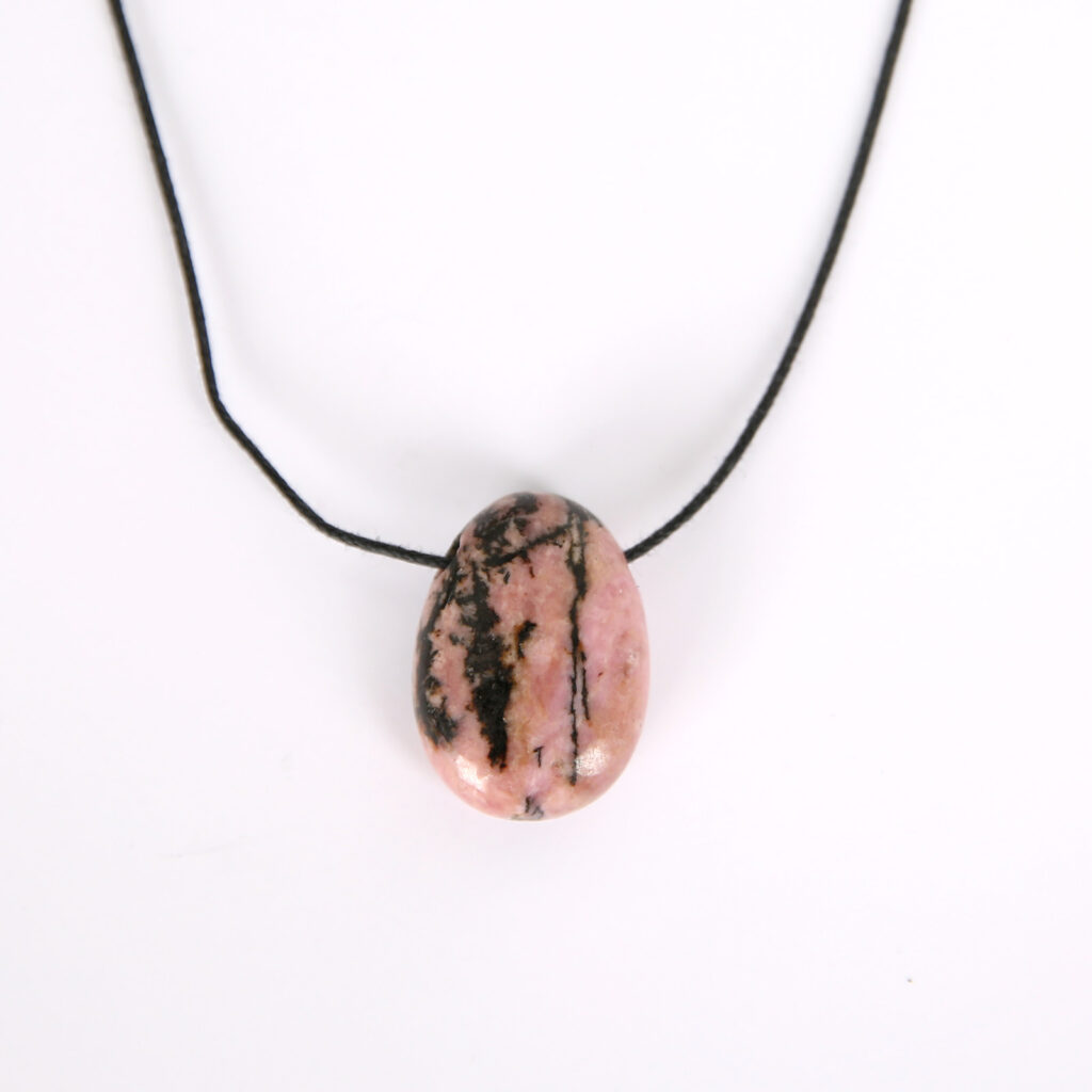 Pendentif ovale rhodonite pierre naturelle