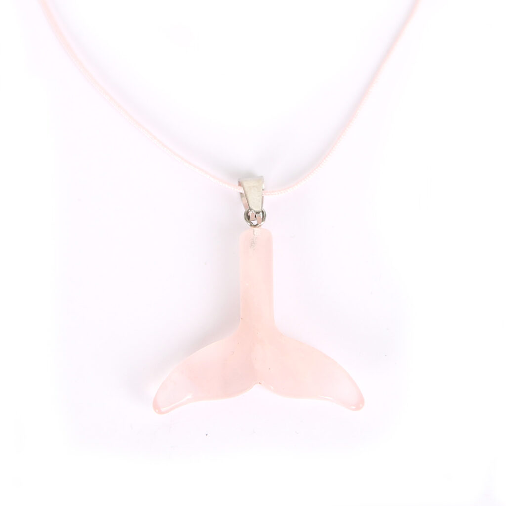 Pendentif queue de baleine enfant quartz Rose
