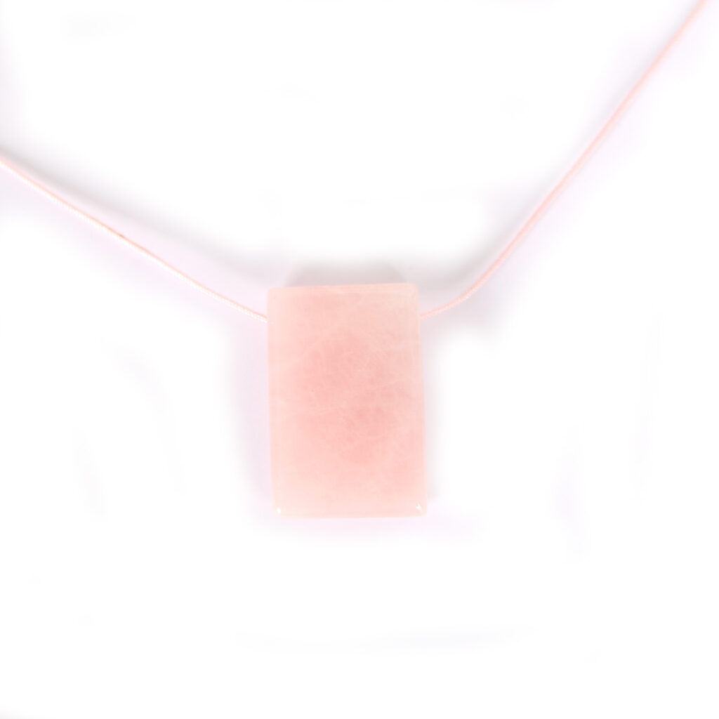 pendentif rectangle quartz rose naturelle