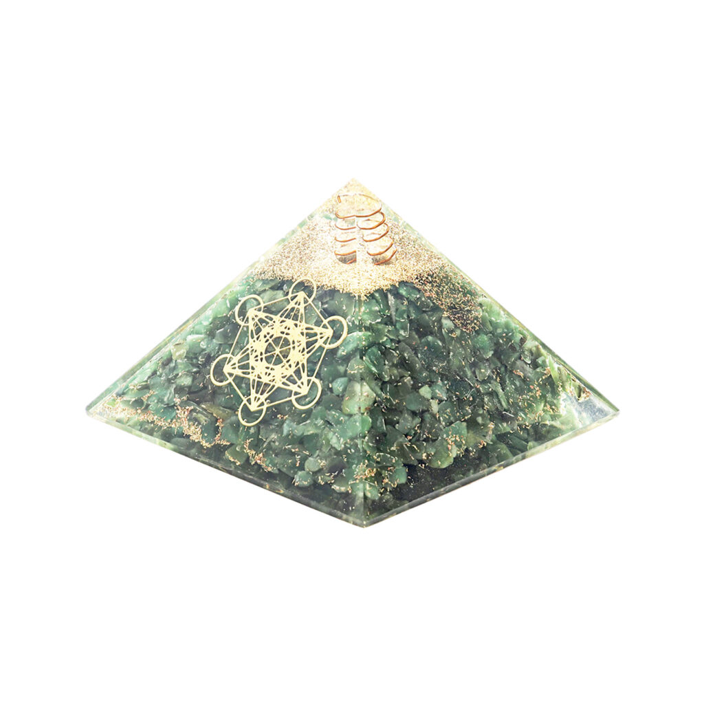 Pyramide Orgonite en Aventurine avec symbole metatron
