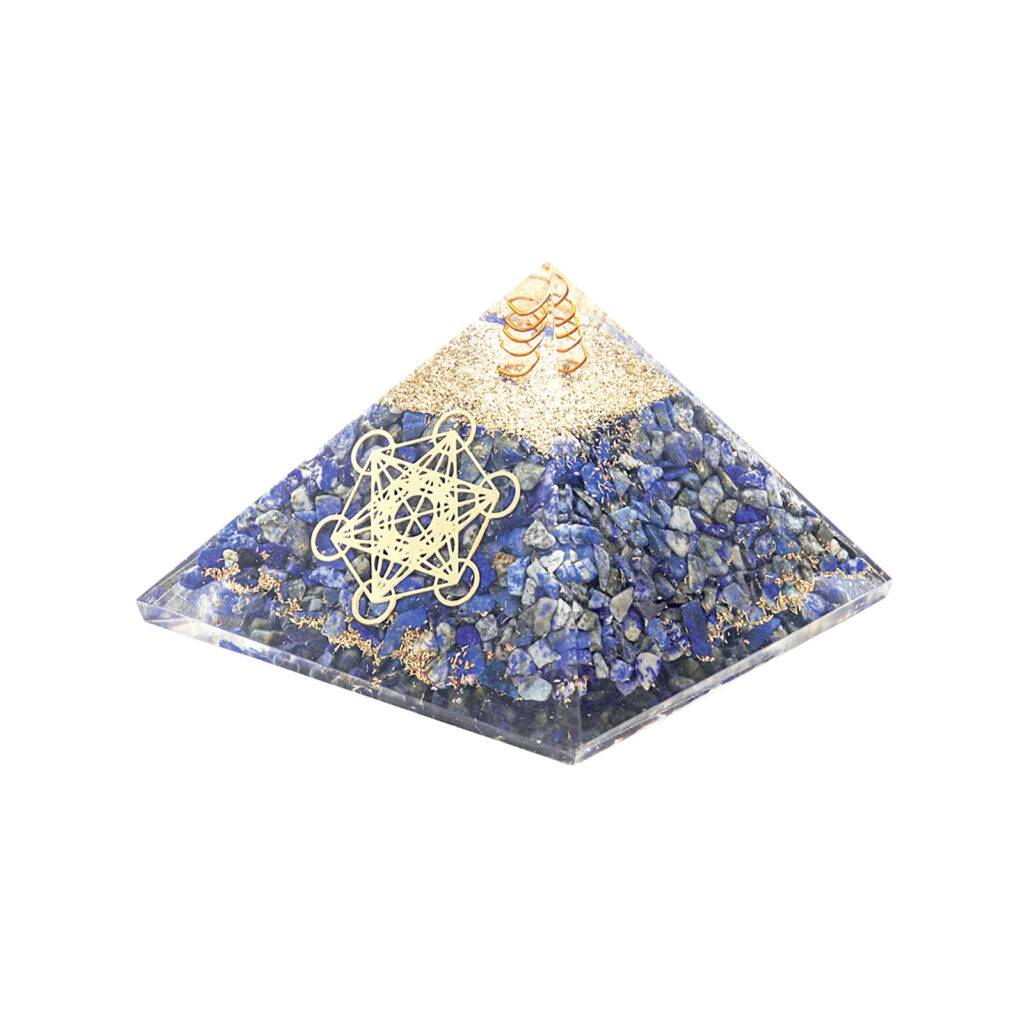 Pyramide Orgonite en Lapis-lazuli avec symbole metatron