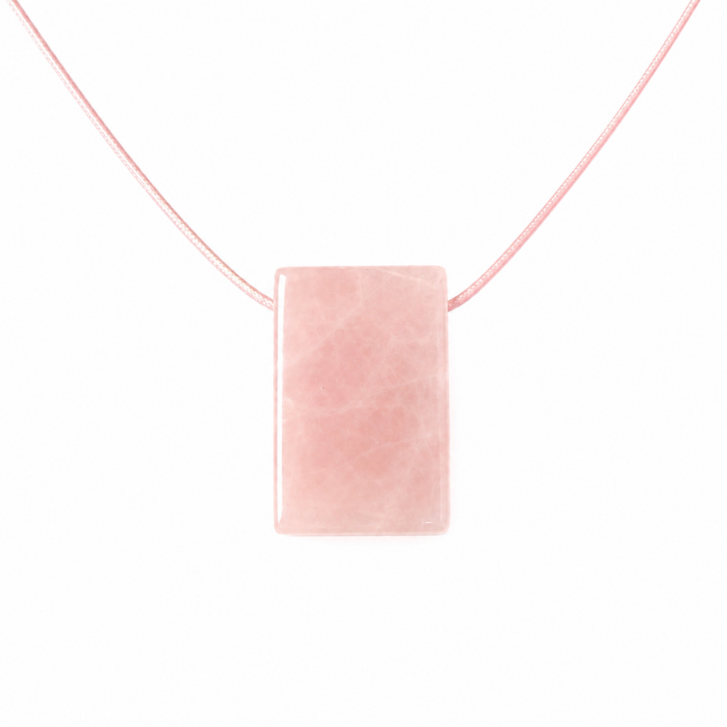 QUARTZ ROSE PENDENTIF CARRÉE