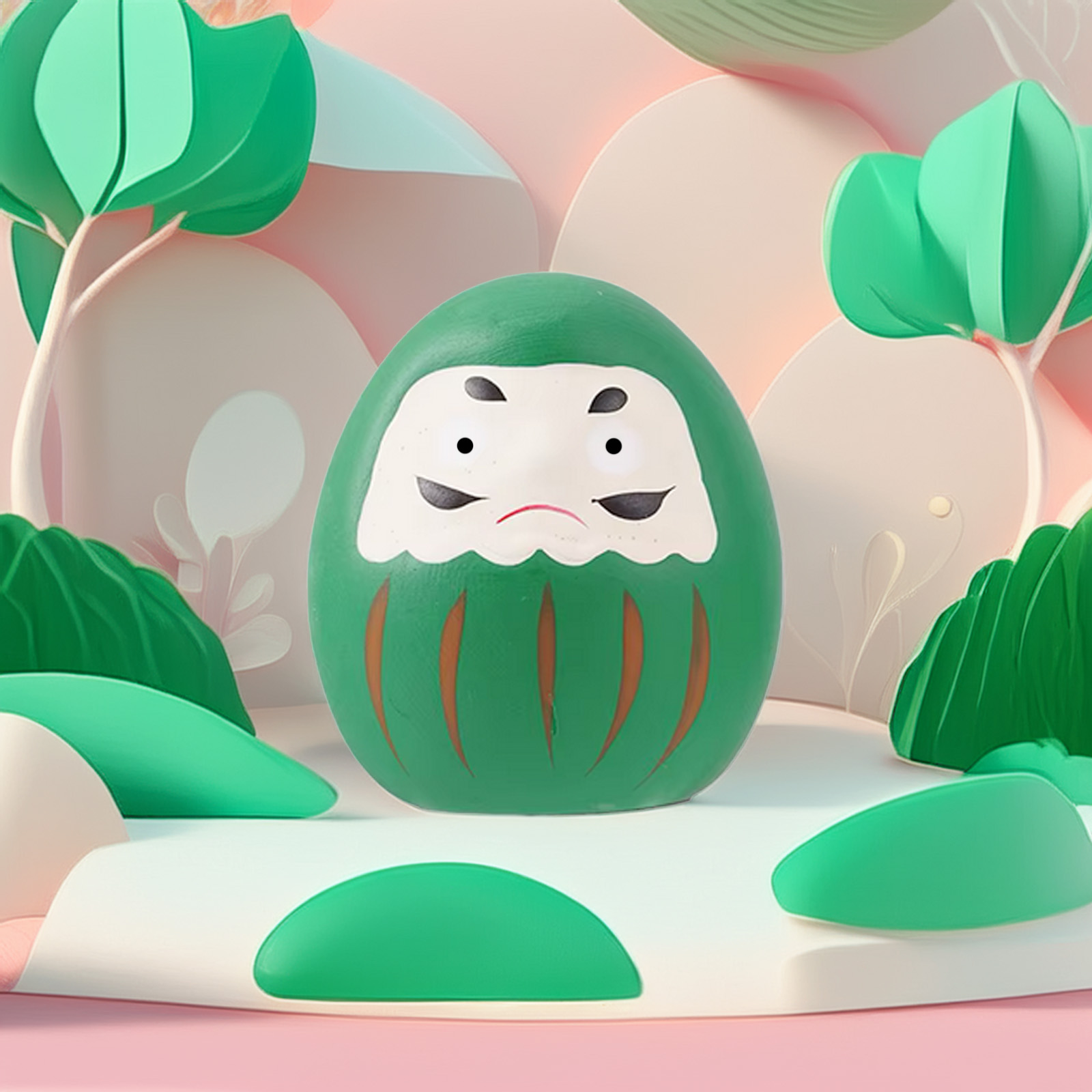 Veritable daruma japonais narture kawaii japon vert