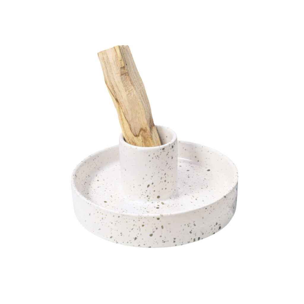 Porte encens baton de Palo santo en céramique blanche