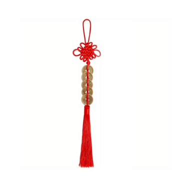 Nœud chinois porte-bonheur en corde rouge Feng Shui pièces de monnaie porte-bonheur