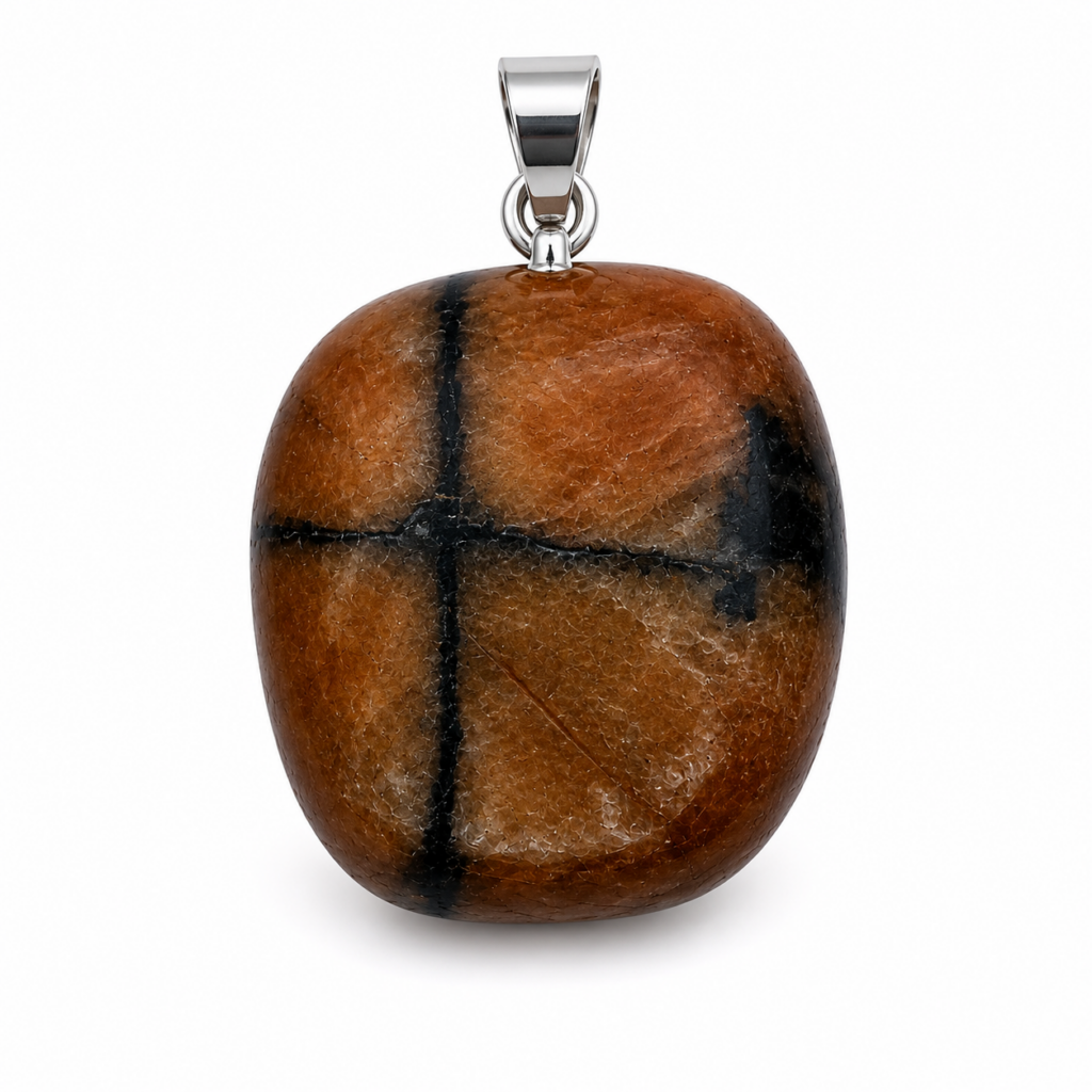 Pendentif chiastolite naturelle avec motif croix