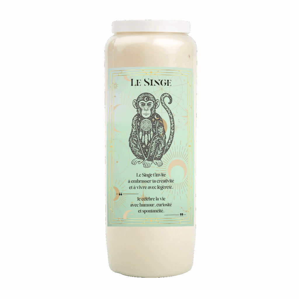 neuvaine singe créativité joie bougie neuvaine singe spontanéité animal totem singe inspiration bougie ésotérique singe énergie positive