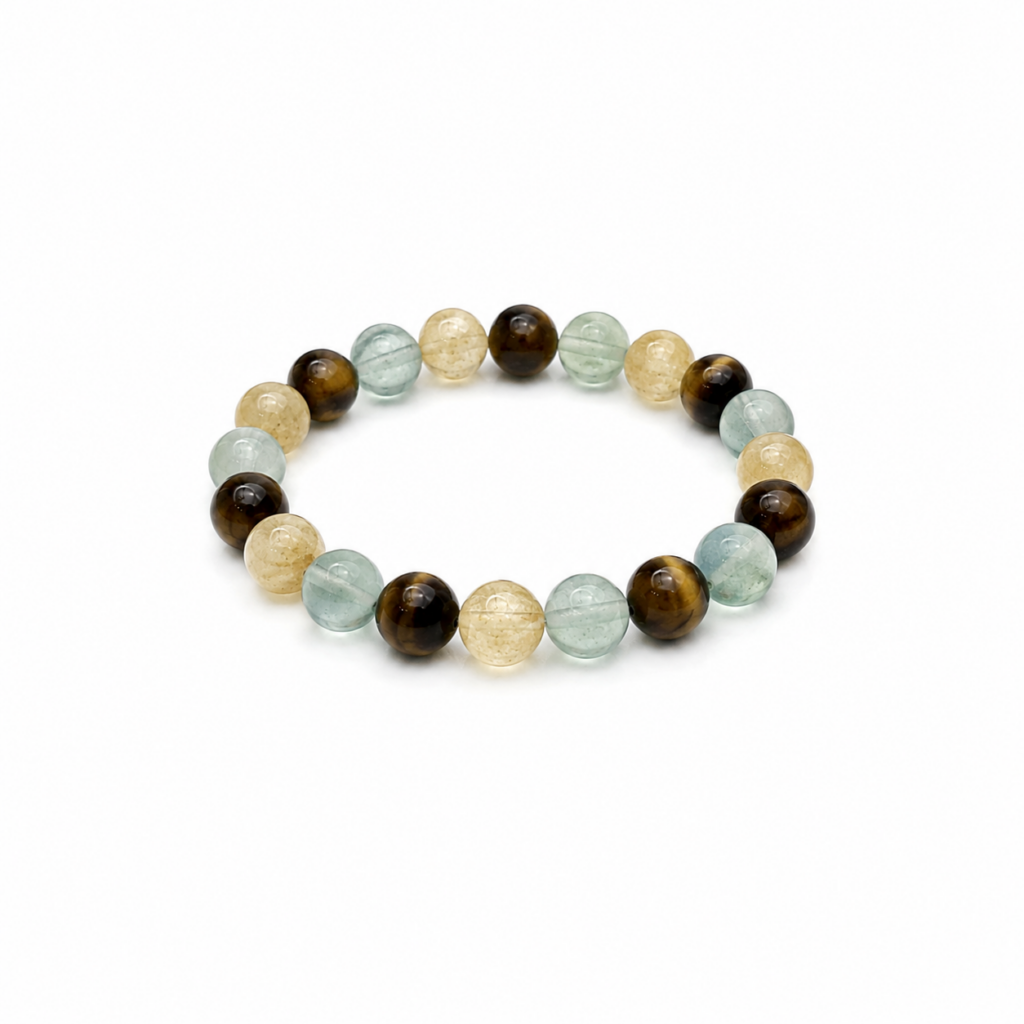 Bracelet concentration et réussite enfant ado étudiant en Œil de Tigre Fluorite et Citrine