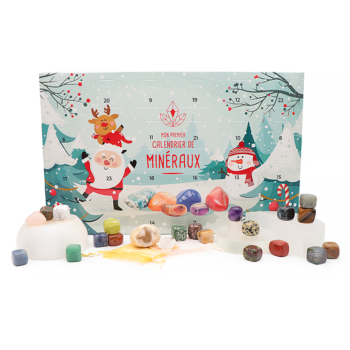 Calendrier de l’Avent Lithothérapie Enfant avec 24 pierres naturelles et rituels spirituels