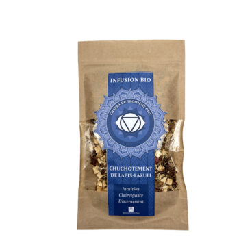 sachet recto Infusion bio chakra 3eme œil chuchotement de lapis Lazuli Intuition Clairvoyance Discernement