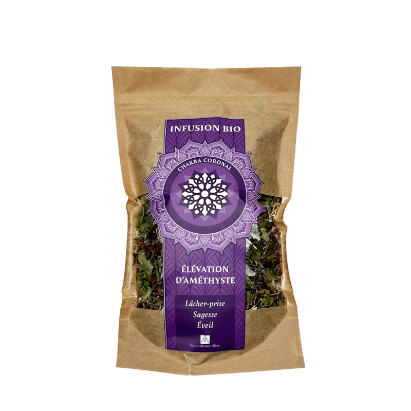 sachet recto Infusion bio chakra coronal élévation d'améthyste Lâcher prise Sagesse éveil