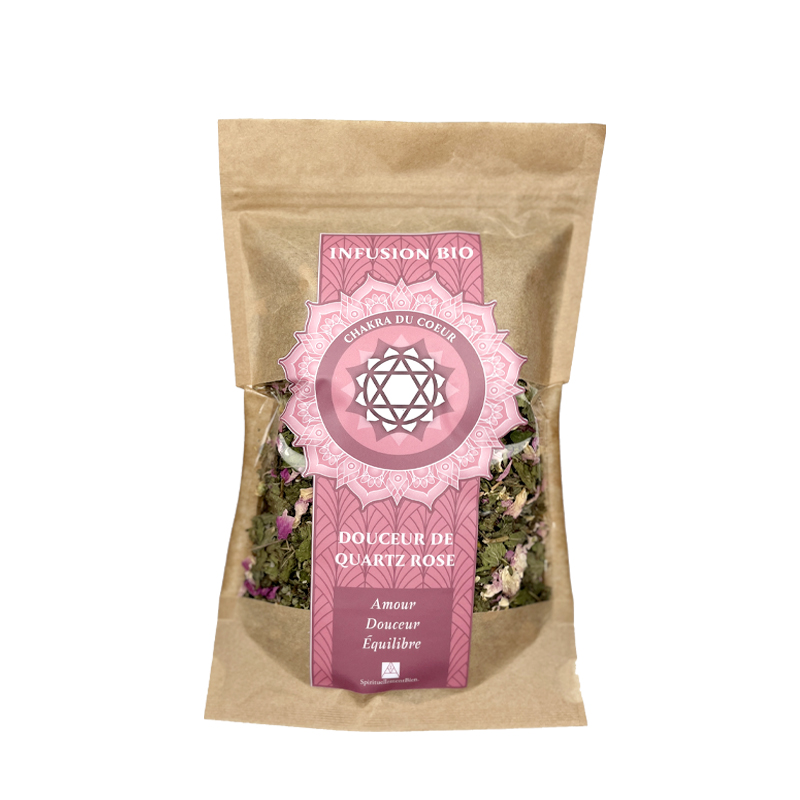 sachet recto Infusion bio chakra du coeur Douceur de Quartz Rose Amour douceur équilibre