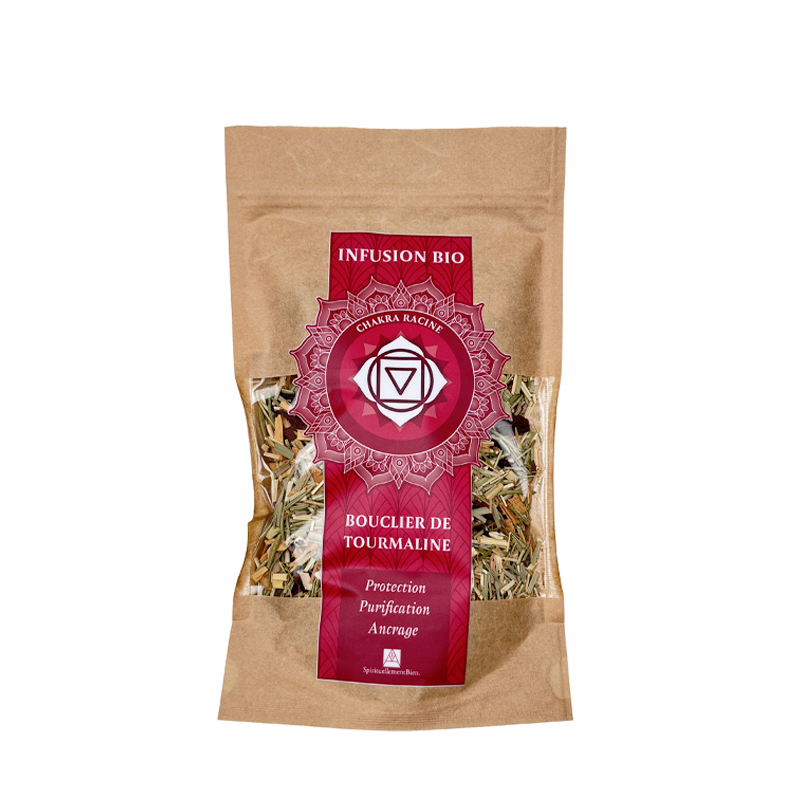 sachet recto Infusion bio chakra racine bouclier de tourmaline protection purification ancrage