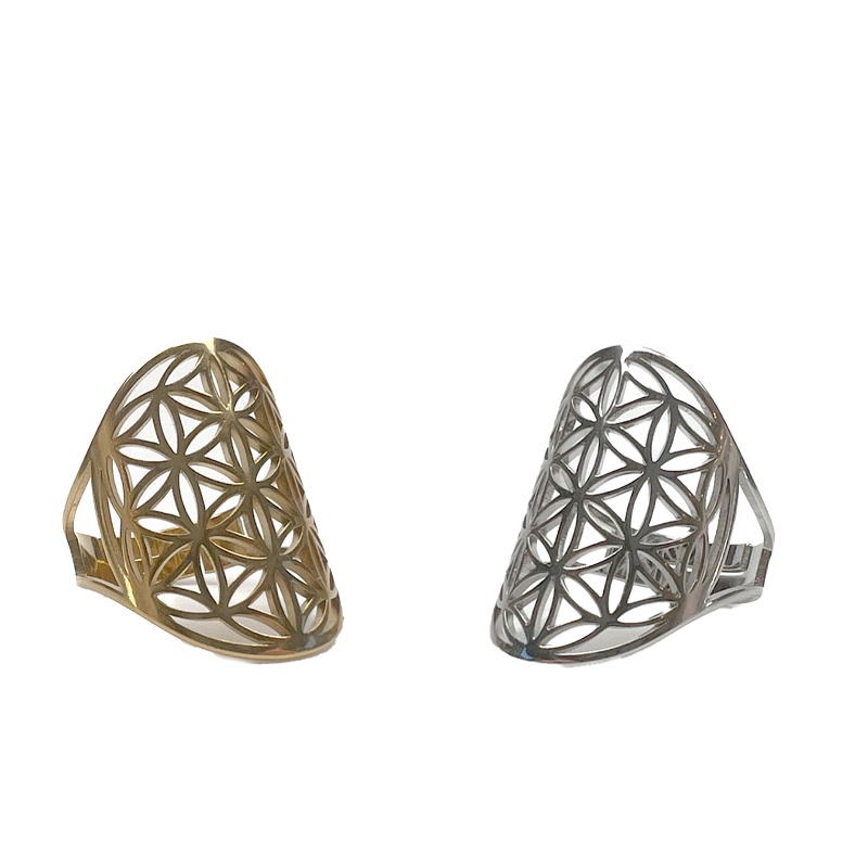 bagues or et argent fleur de vie acier inoxydable
