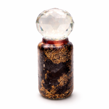 Canon énergétique Protection en pierres naturelles avec Shungite, Œil de tigre, Améthyste et Lapis-Lazuli, surmonté d’une boule facettée en verre, pour harmonisation et protection énergétique