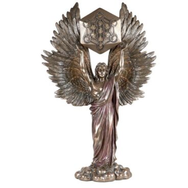 Statue Métatron en bronze coulé à froid 35 cm avec symbole de géométrie sacrée, décoration spirituelle et protection